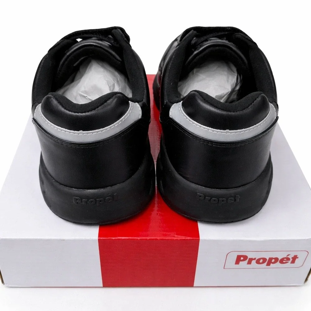 Propet Mens Stability Walker Strap‎ Black Leather Sneakers M2035 Wide E Size 8.5